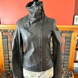 ALLSAINTS Brown Leather Moto Jacket